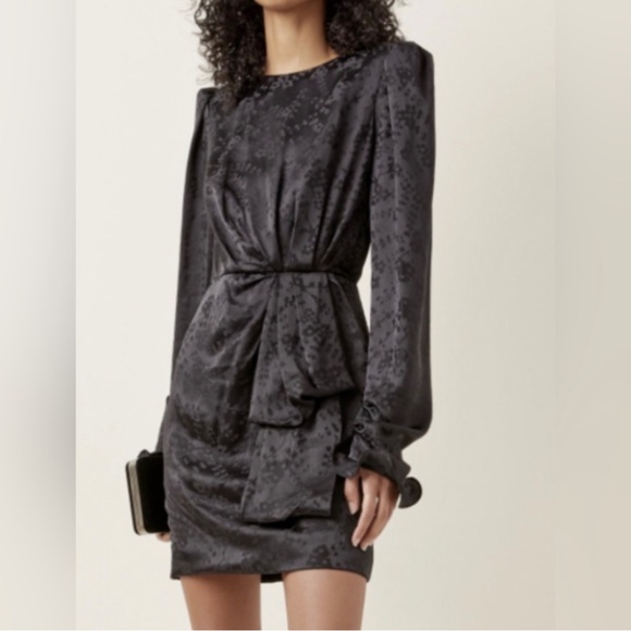 NWT SALONI Debbie Silk Mini Dress Long Sleeves Black Size 6 - Picture 10 of 10